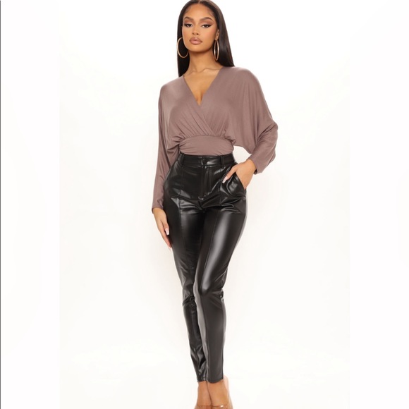 Meet Me There Surplice Top- Mocha - Picture 4 of 6